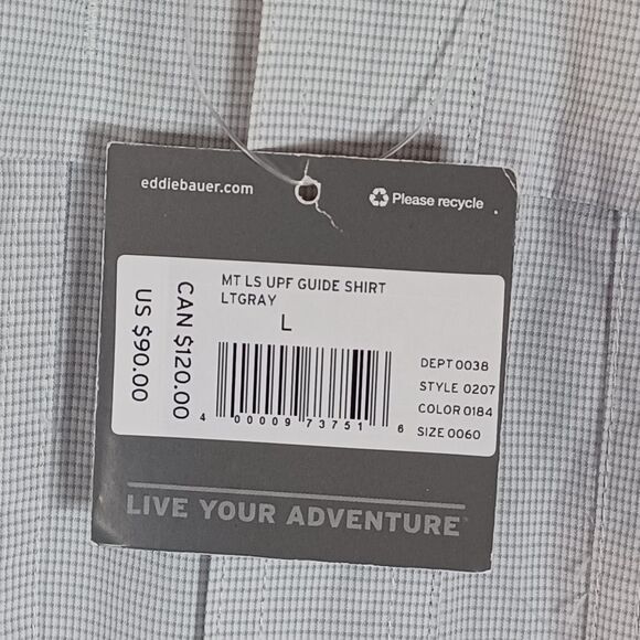 Eddie Bauer Guide Shirt UPF Vented Large Tall Roll Tab Sleeve Outdoors Fishing - Picture 5 of 13